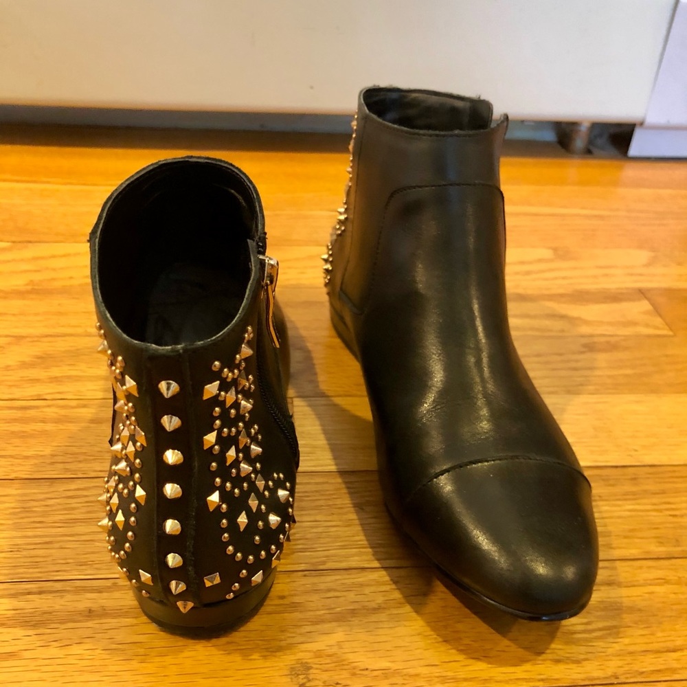 BCBG black studded booties